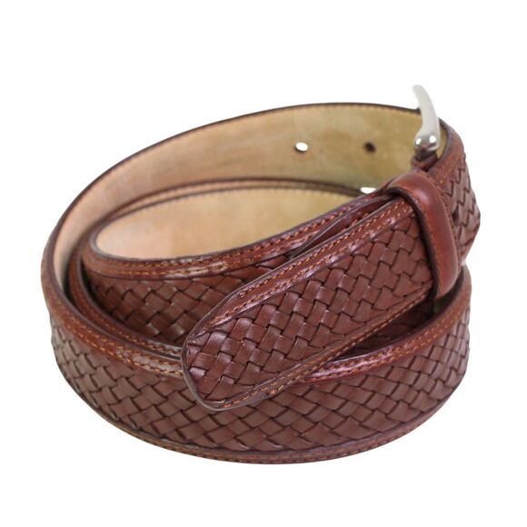 Tommy Bahama WOVEN BROWN REAL LEATHER 1 1/8"Wd DRESS MEN'S BELT Sz 40/100 (t55 - Picture 5 of 16